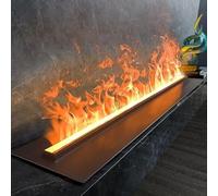 YLANMEI Camino a Vapore acqueo 3D, Camino atomizzato con 7 Colori di Fiamma Regolabili e 5 Livelli di luminosità, Acciaio Inossidabile Spazzolato, Controllo Touch/Telecomando,100cm/39.3in