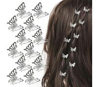 Ylapagne 20 fermagli per capelli da donna, 2,3 cm, in metallo, a forma di farfalla, accessori per capelli alla moda, piccoli colori argento