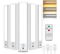 Ylatoial Led Sottopensile Cucina, 20.5CM Luce Armadio LED con Sensore di Movimento, 3000K-6500K Dimmerabile Luce Led Sottopensile con Telecomando per Scale Corridoio Garage Letto -5 Pezzi