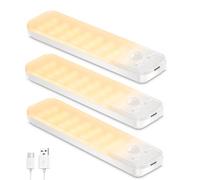 Ylatoial Led Sottopensile Cucina, 3 Pezzi 15cm Armadio Led con Sensore di Movimento, 3000K Dimmerabile Luce Armadio per Scale Corridoio Garage Letto - Bianco Caldo