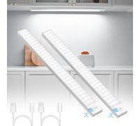 Ylatoial Led Sottopensile Cucina, 43.5CM Luce Armadio LED con Sensore di Movimento, 2500mAh USB Ricaricabile Luce Led Sottopensile per Cucina Scale Corridoio Bagno Garage, 5000K, 2 Pezzi