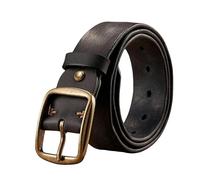 YLCYDLYU Cintura Da Uomo Spessa Fibbia Per Perno Di Rame In Rame In Rame Vera Vera Cinghia In Pelle Vera Per Jeans Cintura Casual Uomo Cinturino Maschile Di Lusso Retrò Retrò-Nero-110 Cm