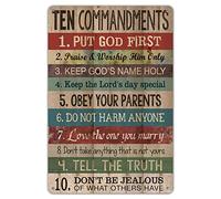 Ylens Targa decorativa da parete, 20,3 x 30,5 cm, divertente, con scritta in lingua inglese "Ten Commandments", stile vintage, in metallo, per casa, bagno, caffetteria, bar, pub, decorazione da parete
