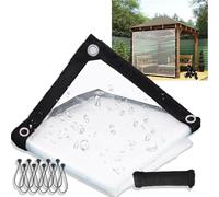 YLFFFZZZ Telone trasparente resistente, 11 x 15 piedi/teloni impermeabili spessi, 132 x 180 pollici, tela impermeabile per giardino, tessuto in polietilene trasparente per coprire pollai, verande, pla