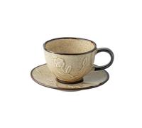 YLFKWLHRW Tazza da Caffè in Porcellana con Piattino Ceramic Pulled Coffee Cup And Saucer Set per Cappuccino Latte Café