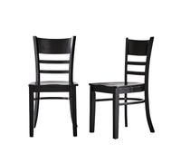 YLHMNE Sedie da cucina imbottite spesse 2 Sedie Da Pranzo In Legno Senza Braccioli, Seduta Massello Di Rovere E Schienale A Scaletta(Zwart)