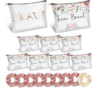 Ylinge 9 Set di Regali Sposa Accessori per Feste JGA Elastici per Capelli da Sposa in Raso Borsa per il Trucco Team Braut Regalo per l'Addio al Nubilato Decorazione per Nozze Fidanzamento (Rosa)