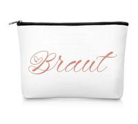 Ylinge Borsa Portatrucchi da Sposa Regali per Sposa Borsa per Cosmetici Pochette Portatrucchi in Tela da Viaggio Decorazione per il Matrimonio Fidanzamento Addio al Nubilato, 23 x 15 cm (Oro Rosa)