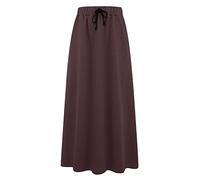 Ylingjun Gonna invernale svasata da donna in pile con maniche lunghe foderate in jersey elastico in vita una linea, Caffè, M