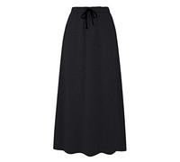 Ylingjun - Gonna Lunga Invernale da Donna in Jersey Caldo Foderato in Pile Elastico in Vita a una Linea Svasata - Nero - M