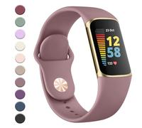 YLK Cinturino per Orologio in Silicone Migliorato, Cinturino Sport Regolabile di Ricambio per Fitbit Charge 5 / Charge 6, Cinturino da Polso per Donna e Uomo, Viola Fumé
