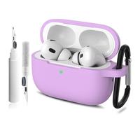 YLK Custodia per Airpods Pro 2 Custodia Cover, Silicone Protective Case for Apple Airpods Pro 2nd/1st Generation Charging Case with Moschettone and kit di pulizia (Viola)