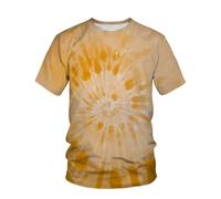 YLLMNOBN Camicia da Uomo a Maniche Corte in Stile Harajuku con Stampa 3D a Spirale Arancione Tie-Dye.