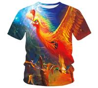 YLLMNOBN T-Shirt da Uomo a Maniche Corte con Stampa 3D della Mitica Fenice, vestibilità Ampia e Accattivante per L'Estate.