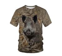 YLLMNOBN T-Shirt da Uomo con Stampa 3D Caccia al Cinghiale nella Giungla, Ideale per L'Estate, Casual, Sportiva, ad Asciugatura Rapida e a Maniche Corte.