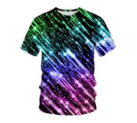 YLLMNOBN T-Shirt da Uomo con Stampa 3D di Cielo Stellato e Meteorite, Modello Estivo Ampio e Casual a Maniche Corte.