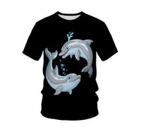 YLLMNOBN T-Shirt da Uomo con Stampa 3D di Delfini, Allegra e Divertente, Ideale per L'Estate, per Il Tempo Libero all'Aria Aperta, Sportiva, ad Asciugatura Rapida e a Maniche Corte.