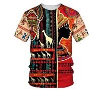 YLLMNOBN T-Shirt da Uomo con Stampa 3D di Giraffa in Stile Etnico, Ideale per L'Estate, Stile Street, Casual e Divertente, a Maniche Corte.