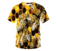 YLLMNOBN T-Shirt da Uomo con Stampa 3D di Insetti, api e favo, Modello Estivo Ampio e Casual a Maniche Corte.