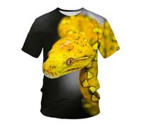 YLLMNOBN T-Shirt da Uomo con Stampa 3D di Una Testa di Serpente Gialla, a Maniche Corte e vestibilità Ampia, Perfetta per L'Estate e Che Non Passa inosservata.