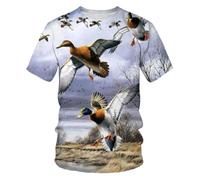 YLLMNOBN T-Shirt da Uomo Estiva con Stampa 3D ad Asciugatura Rapida, Girocollo e Maniche Corte, Ideale per la Caccia all'aperto e per Le Anatre Selvatiche.