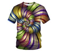 YLLMNOBN T-Shirt Estiva con Stampa 3D Astratta e Colorata a Spirale, Un Top a Maniche Corte Divertente e Casual per Uomo e Donna.