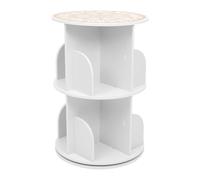 YlluySmn Libreria girevole a 2 livelli, colore bianco, rotazione a 360°, pulsante alto, tappetino da tavolo, carta vetrata, per camera da letto, studio, soggiorno, cameretta dei bambini, sala giochi