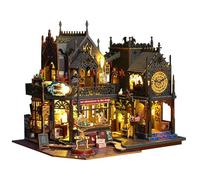 YLME Casa delle Bambole in Legno Decorazioni per Scrivania Fatte A Mano Kit Fai da Te per Mobili in Miniatura per Case delle Bambole Case delle Bambole in Legno retrò, Stile Città Magica