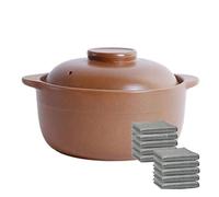 YLME Casseruola per Stufato Casseruola in Argilla Non Smaltata Vecchio Stile Terracotta Resistente alle Alte Temperature Ideale per Zuppe, Stufati, Porridge E Cottura su Fornelli A Gas,1.2L