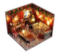 YLME Kit Per Casa Delle Bambole in Legno Fai Da Te, Assembla Una Casa in Miniatura Fatta A Mano "Momenti Di Natale Caldi E Gioiosi" Per Bambini Dai 6 Anni, Regalo Per Maschietti E Femminucce