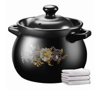 YLME Pentole in Terracotta, Pentole in Terracotta per Cucinare Casseruola con Coperchio, Pentola in Terracotta per Cucinare per Stufati, Zuppe, Vapore, Resistente Ai Graffi,Gardenia,2.5L/2.27qt