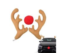 Ylnailky 1 Set di Corna di Renna per Auto - Decorazioni Natalizie per Renne per Auto | Corna di Renna per Auto | Decorazione Natalizia per Auto con Corna E Naso | per Auto dal Naso Rosso di Cervo