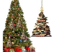 Ylnailky Christmas Tree Book Ornament | Pendente Natalizio Libri 2D in Acrilico per Appassionati - Addobbi Natalizi Per Interni Esterni Giardino Finestra
