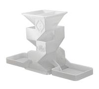 YlobdolY Torre di dadi pieghevole con doppi vassoi, portatile, stampa 3D, torre pieghevole per dadi DND per draghi e dungeons D&D giochi di ruolo da tavolo cristallo + bianco