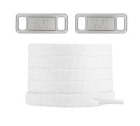 YLOKO Air Force 1 Original Laces with AF1 metal tags, 47” Flat Replacement Shoelaces for Air Force Ones Men Women Sneakers - White laces + Matte Silver Shoe Charms
