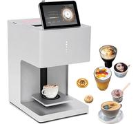 ylpddmm Macchina per Latte Art, Stampante Smart per Alimenti 200/600 DPI con Connessione Wi-Fi, Creazioni Personalizzate, Stampa su caffè, Bevande, Schiuma e Dessert,White-EB-FC