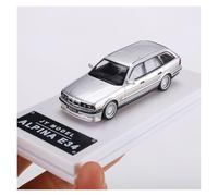 YLQERZ Auto Classica In Lega 1:64 Per BMW E34 ALPINA Collezione Di Modelli Di Auto In Lega Con Ornamenti In Argento Decorativi Da Collezione(Silver)
