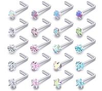 Ylqjksk Set di piercing per naso in acciaio inossidabile, set chirurgico per donne e uomini, gioielli per il corpo ipoallergenici, colore misto argento, oro rosa, confezione da indossare tutti i