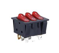 YLQUXEUV 1PCS 40.3X33.3mm Rocker Switch KCD3 Red Ligh 3 Way Black Switch 9 Pin 2 Position ON-off/ON-ON 16A/30A 250VAC Triple Power Switch