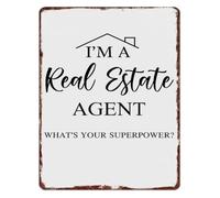 YLQUXEUV I Am A Real Estate Agent Whats Your Superpower Funny Metal Sign Distressed Wall Decor for Home Office 8 X 12 in