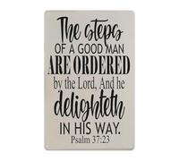 YLQUXEUV Scripture Metal Tin Sign The Steps of a Man Are Ordered by the Lord Religious Quote Wall-Art Gift for Men Father Husband Dads 8 X 12 inch