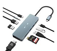 YLSCI Docking Station USB C HUB, Docking Station USB C 10 in 1 con HDMI 4K, 2 USB 3.0, 2 USB 2.0, USB C, PD da 100 W, scheda SD/TF compatibile con MacBook Pro/Air, Surface Pro/Go