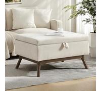 YLSZHY Panca ottomana con contenitore, poggiapiedi pieghevole imbottita con gambe in legno, estremità del letto, sgabello per soggiorno, ingresso, corridoio, camera da letto (beige)