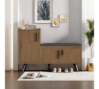 YLSZHY Panca portascarpe con contenitore e 3 ante, moderno mobiletto portascarpe in legno con seduta imbottita, scarpiera per corridoio, ingresso, soggiorno, camera da letto (Marrone, 3 Porte)