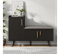 YLSZHY Panca portascarpe con contenitore e 3 ante, moderno mobiletto portascarpe in legno con seduta imbottita, scarpiera per corridoio, ingresso, soggiorno, camera da letto (Nero, 3 Porte)