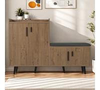 YLSZHY Panca portascarpe con contenitore e 4 ante, moderno mobiletto portascarpe in legno con seduta imbottita, scarpiera per corridoio, ingresso, soggiorno, camera da letto (Marrone, 4 Porte)