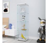 YLSZHY Vetrina in vetro a 4 ripiani con anta, in vetro temperato con serratura, vetrina da collezione, libreria da pavimento per soggiorno e camera da letto (bianco a 4 livelli)