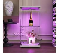YLSZHY Vetrinetta in vetro, armadietto a 2 ripiani in vetro con luce a LED e serratura, armadietto trasparente da pavimento per soggiorno, camera da letto, collezione di figure, organizer per