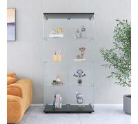 YLSZHY Vetrinetta in vetro, armadietto Curio a 4 strati, doppia anta, moderna vetrina con porta e serratura, libreria da pavimento per oggetti da collezione, libri, vino (nero, 4 strati)