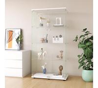 YLSZHY Vetrinetta in vetro, armadietto Curio a 4 strati, doppia anta, moderna vetrina con porta e serratura, libreria da pavimento per oggetti da collezione, libri, vino (bianco, 4 strati)